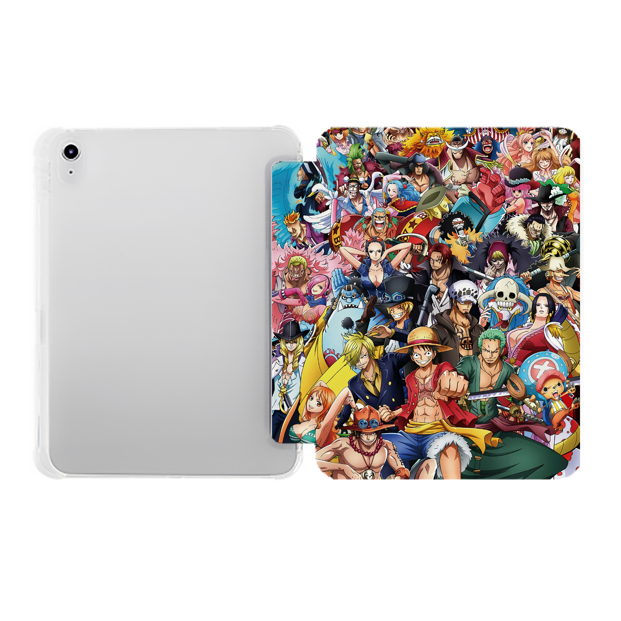 （画像用） ワンピース ONE PIECE IPad ケース ペン収納付き 三つ折りスタンド PUレザー×シリコン 対応機種9.5/10.5/10.9インチ